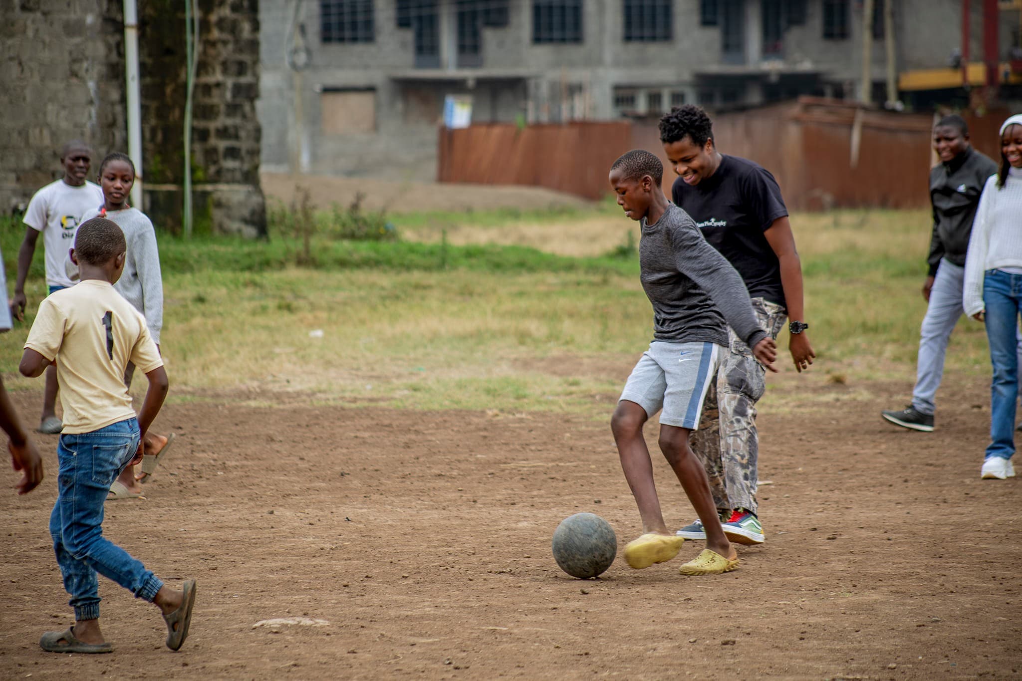 Children playing football